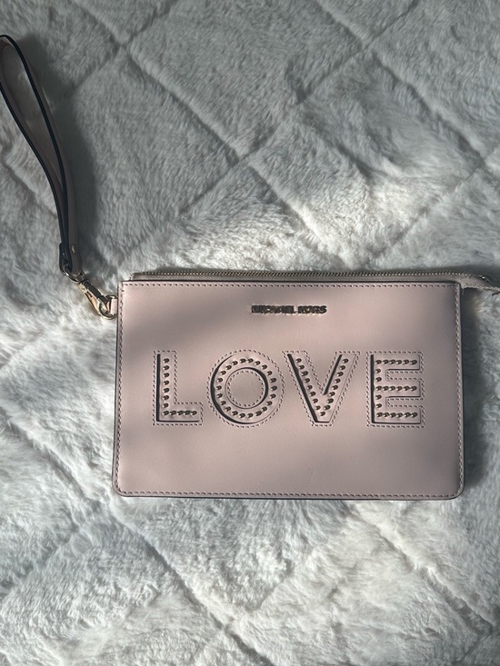 Michael Kors Handbags - Michael Kors Blush Pink LOVE Wristlet Clutch